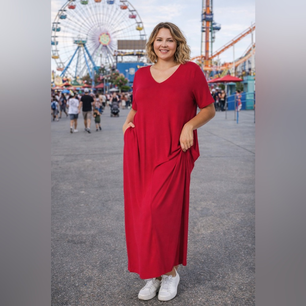 Brand New Zenana Premium Red Maxi Dress Various - Picture 11 of 12